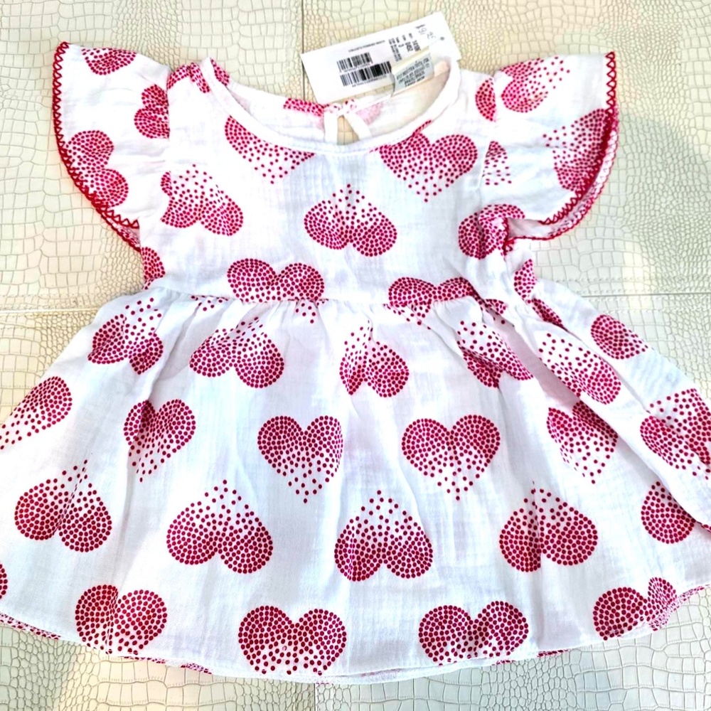 Brand New MILON Soft Cotton White and Red Print Dress Toddler (3)